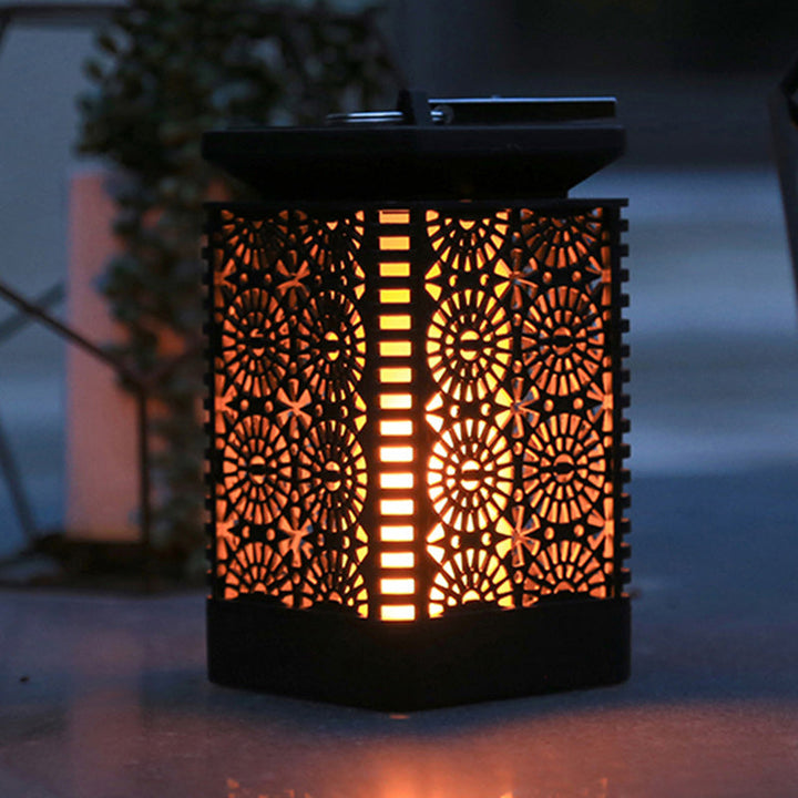 Samtidig Retro Solar Vanntett Firkantet Lantern Flamme ABS LED Landskapsbelysning Utendørs Lys For Utendørs | Skanto