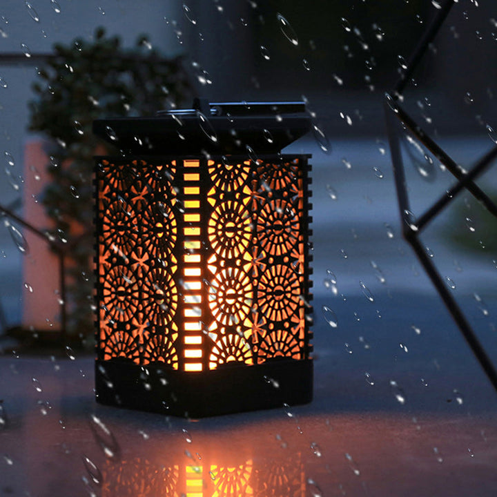 Samtidig Retro Solar Vanntett Firkantet Lantern Flamme ABS LED Landskapsbelysning Utendørs Lys For Utendørs | Skanto