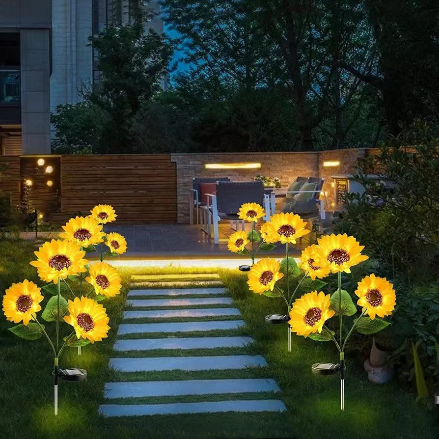 Moderne Kreativ Künstig Blomst LED Solvann Tett Gress Innsettingslys For Utendørs Patio | Skanto