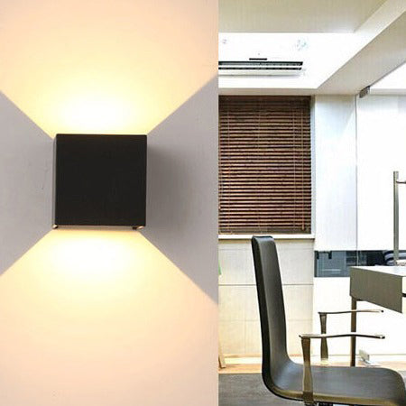 Skanto | Moderne Minimalistisk Vanntett kube Opp Ned Aluminium Glass Induksjon LED Vegg Lys Lamper For Soverom