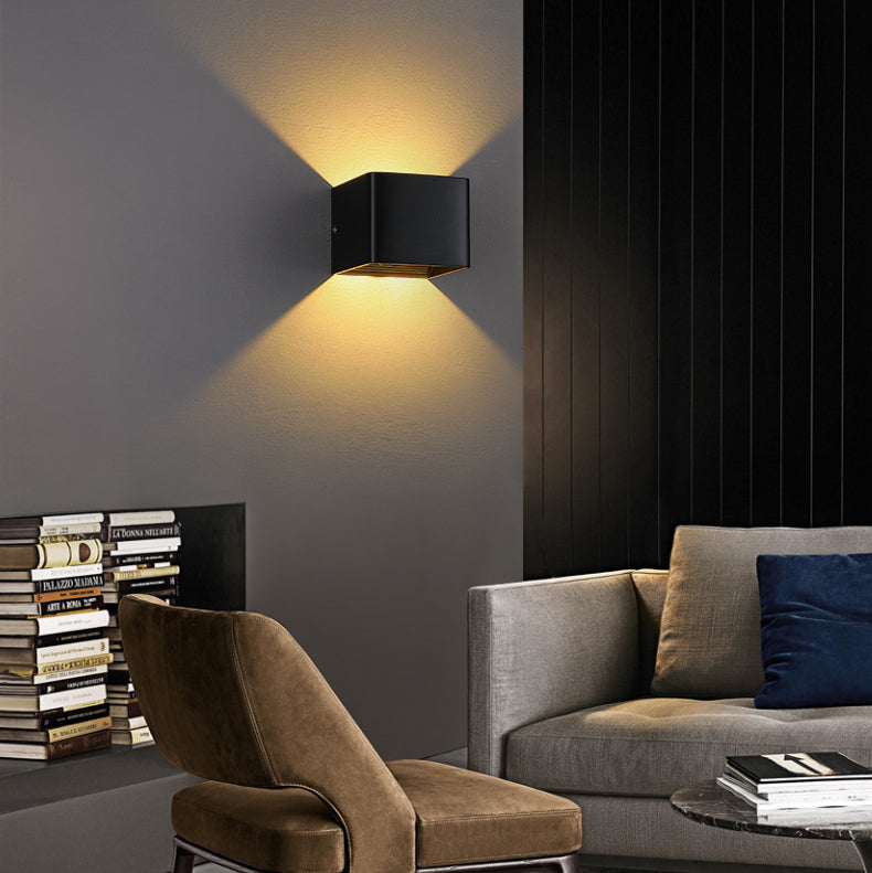 Skanto | Moderne Minimalistisk Vanntett kube Opp Ned Aluminium Glass Induksjon LED Vegg Lys Lamper For Soverom
