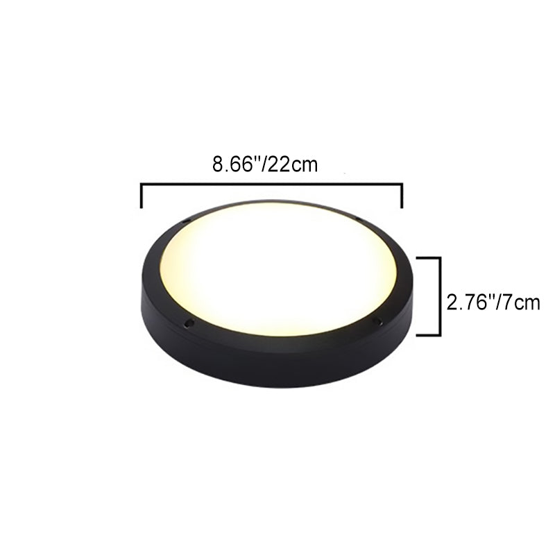 Moderne Minimalistisk Vanntett Rund Aluminiumsakryl LED Utendørs Flush Mount Taklampe For Hage | Skanto