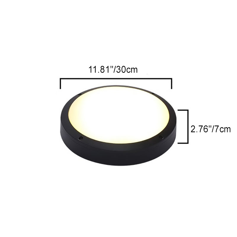 Vanntett rund LED-taklampe laget av aluminium og akryl for utendørs bruk, for innfelt montering i hagen.