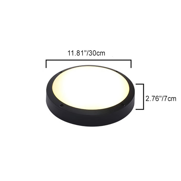 Moderne Minimalistisk Vanntett Rund Aluminiumsakryl LED Utendørs Flush Mount Taklampe For Hage | Skanto