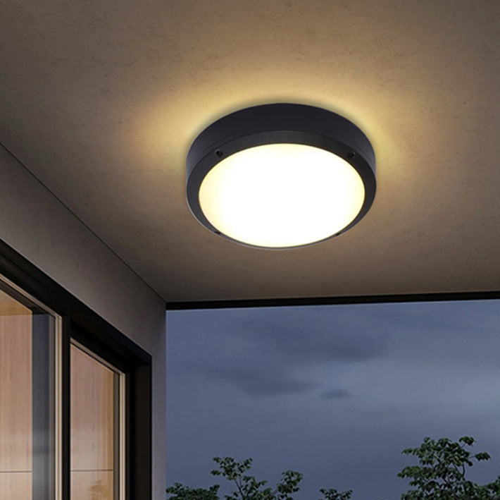 Moderne Minimalistisk Vanntett Rund Aluminiumsakryl LED Utendørs Flush Mount Taklampe For Hage | Skanto