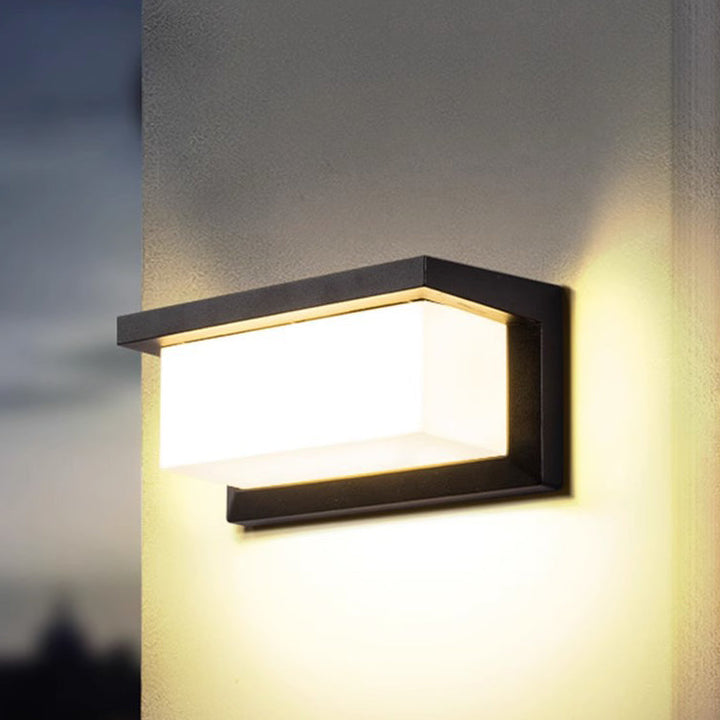 Moderne minimalistiske rektangulære vanntette aluminium LED vegglampe for utendørs terrasse | Skanto