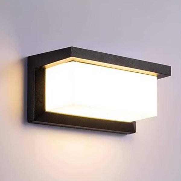 Moderne minimalistiske rektangulære vanntette aluminium LED vegglampe for utendørs terrasse | Skanto