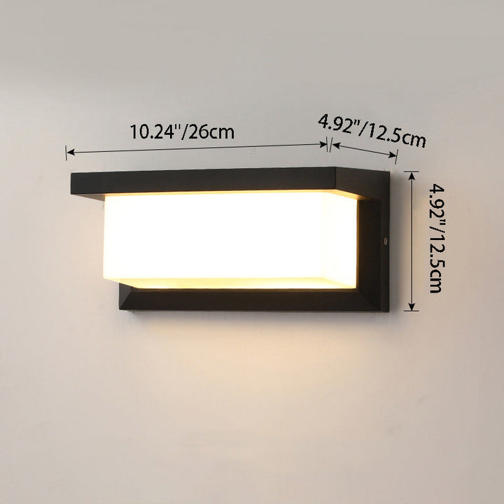 Rektangulær, vanntett LED-vegglampe av aluminium for terrassen