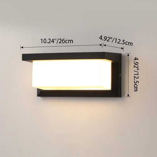 Moderne minimalistiske rektangulære vanntette aluminium LED vegglampe for utendørs terrasse | Skanto