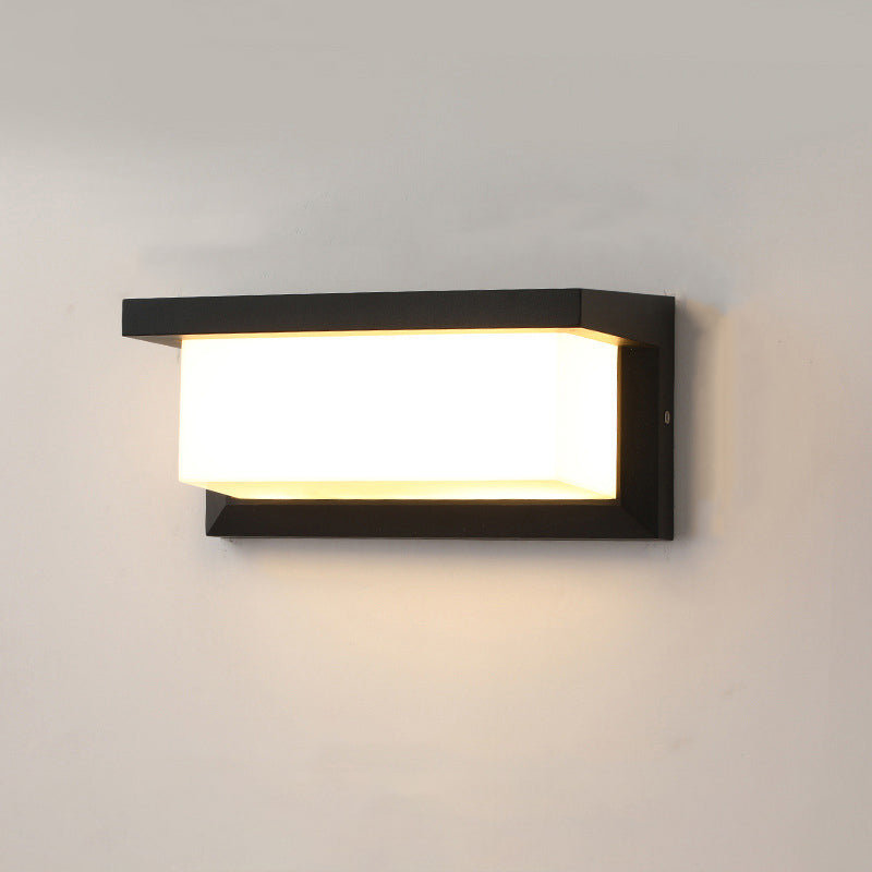 Moderne minimalistiske rektangulære vanntette aluminium LED vegglampe for utendørs terrasse | Skanto