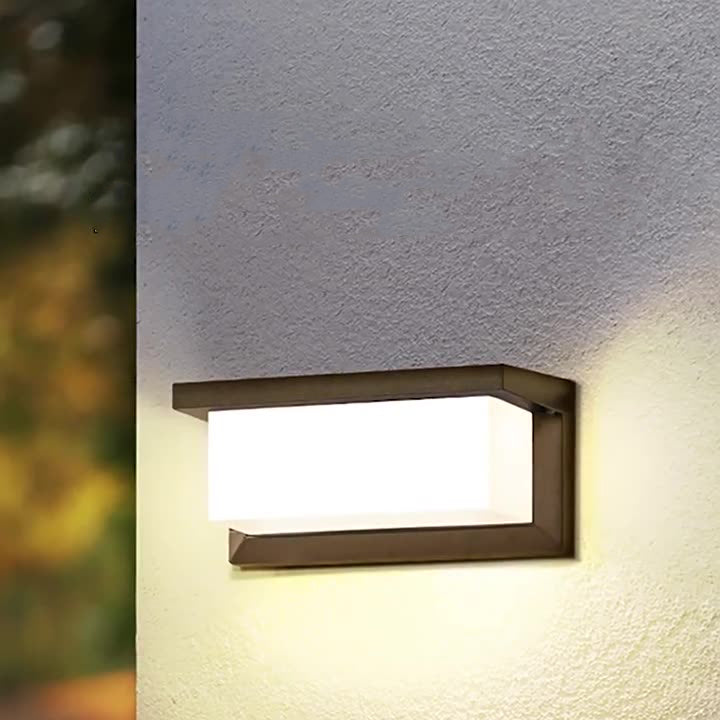 Moderne minimalistiske rektangulære vanntette aluminium LED vegglampe for utendørs terrasse | Skanto