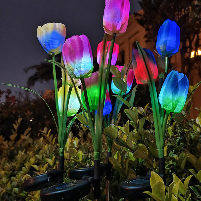 Samtidig Kreativ Solar Vanntett Falsk Tulipan Rustfritt Stål ABS Stoff LED Grunnplugg Plen Landskap Lampe For Utendørs Terrasse | Skanto