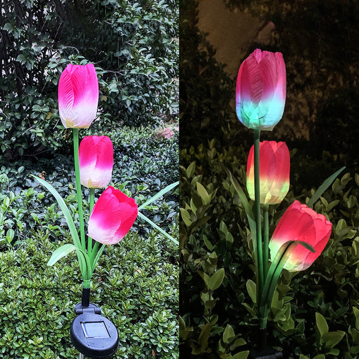 Samtidig Kreativ Solar Vanntett Falsk Tulipan Rustfritt Stål ABS Stoff LED Grunnplugg Plen Landskap Lampe For Utendørs Terrasse | Skanto