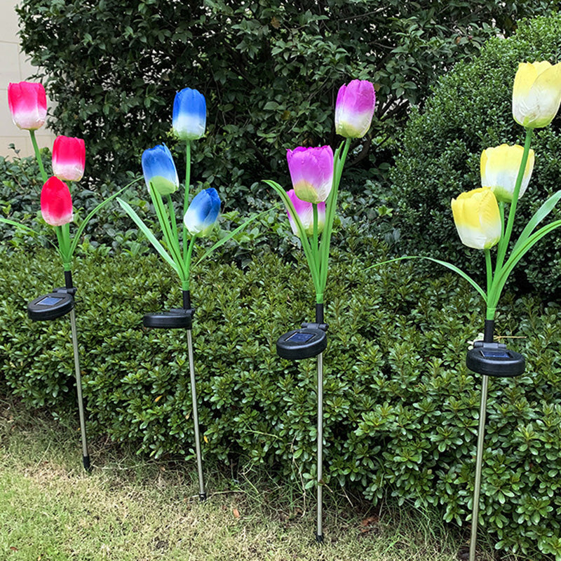 Samtidig Kreativ Solar Vanntett Falsk Tulipan Rustfritt Stål ABS Stoff LED Grunnplugg Plen Landskap Lampe For Utendørs Terrasse | Skanto