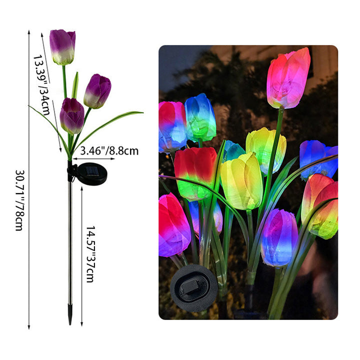 Samtidig Kreativ Solar Vanntett Falsk Tulipan Rustfritt Stål ABS Stoff LED Grunnplugg Plen Landskap Lampe For Utendørs Terrasse | Skanto