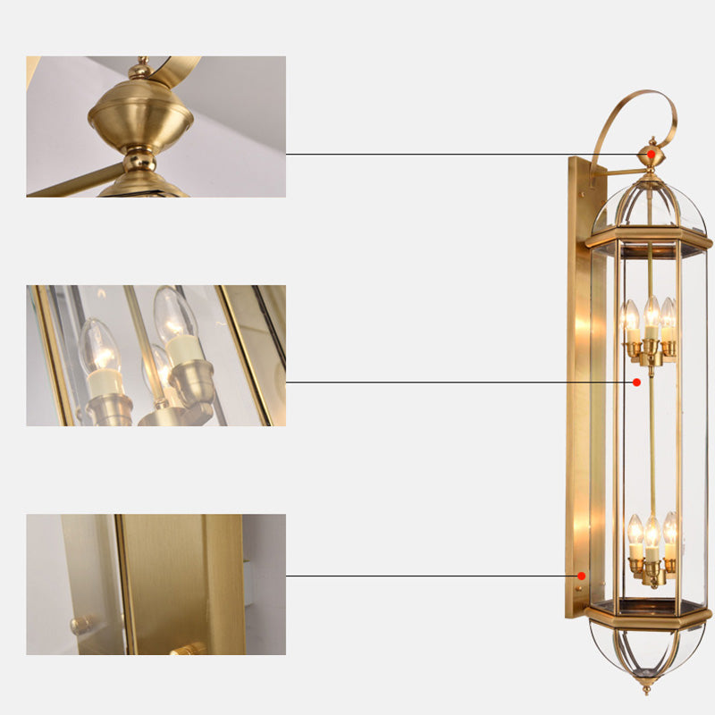 Moderne Luksus Vanntett Sylinder Rektangel Half Rund Kobber Glass 1/3/6 Lys Vegglampe For Hage | Skanto