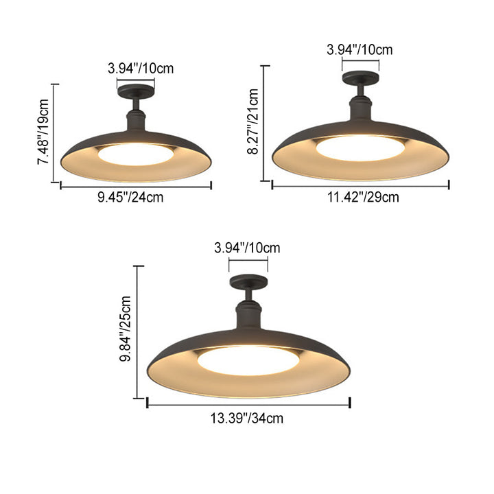 Tradisjonell Vintage Vanntett Flared Cylinder Disc Base Jern 1-Lys Semi-Flush Mount Taklampe For Utendørs Patio | Skanto