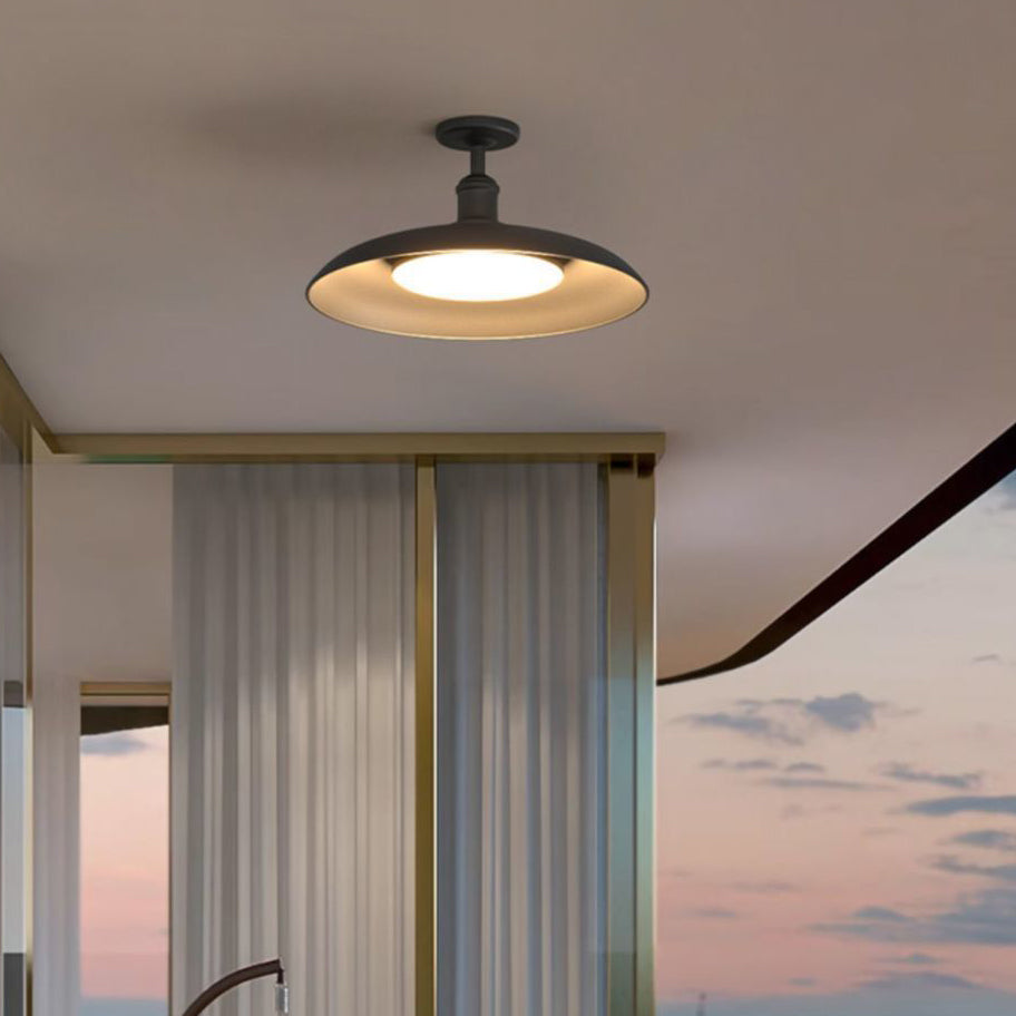 Tradisjonell Vintage Vanntett Flared Cylinder Disc Base Jern 1-Lys Semi-Flush Mount Taklampe For Utendørs Patio | Skanto