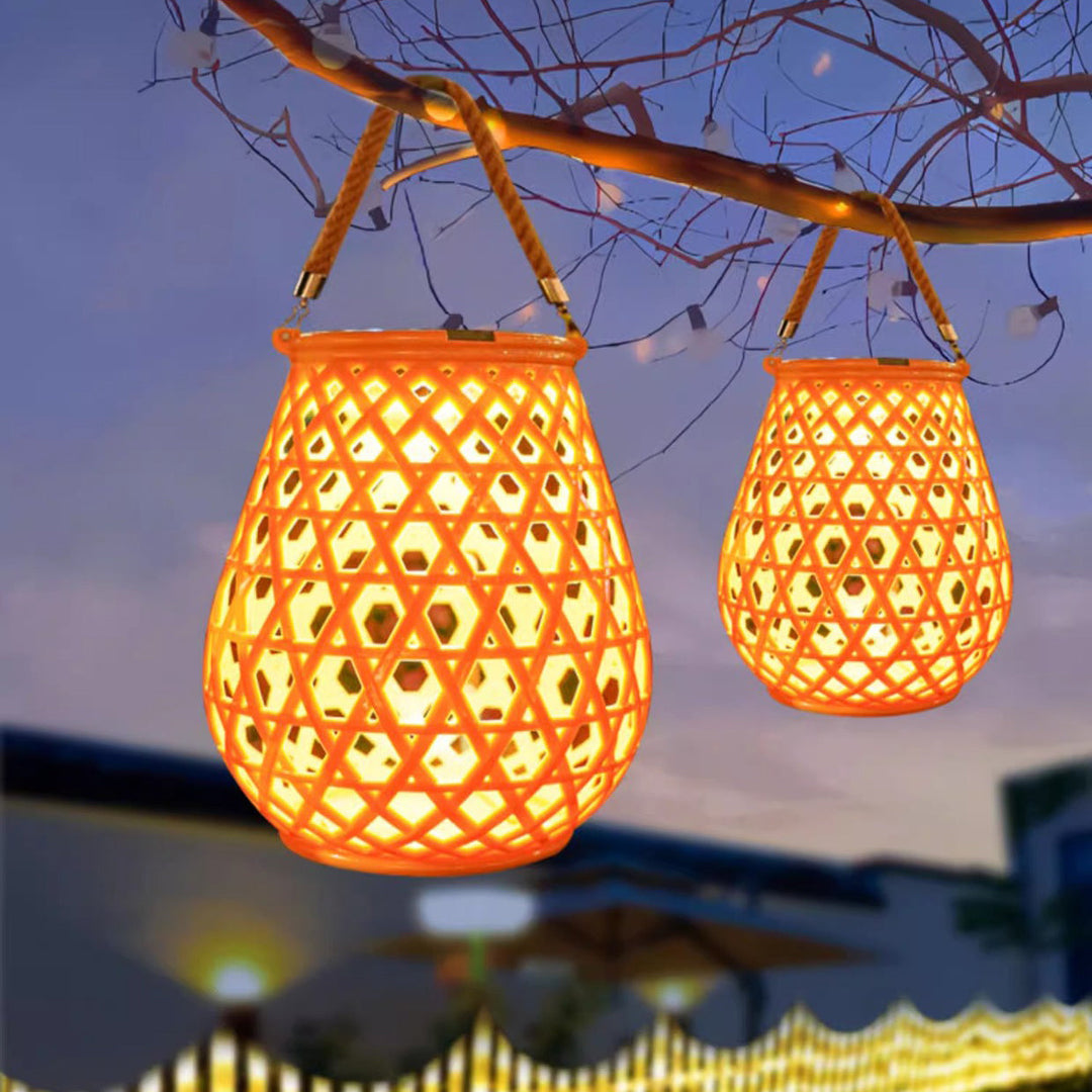 Tradisjonell kinesisk solfylt vanntett oval rund hul mesh ABS LED utendørs landskapslys for hage | Skanto