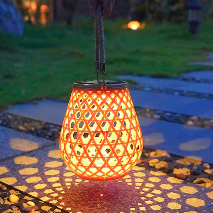 Tradisjonell kinesisk solfylt vanntett oval rund hul mesh ABS LED utendørs landskapslys for hage | Skanto
