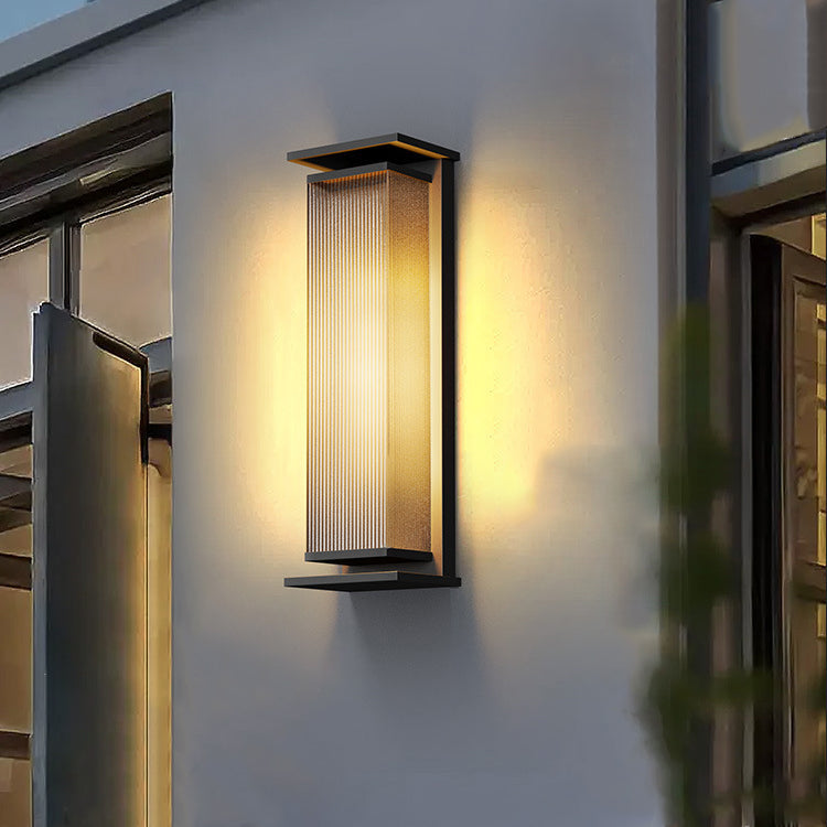 Moderne Minimalistisk Solvannrett Rektangulær Stripe Rustfritt Stål PC LED Utendørs Vegglampe For Hage | Skanto