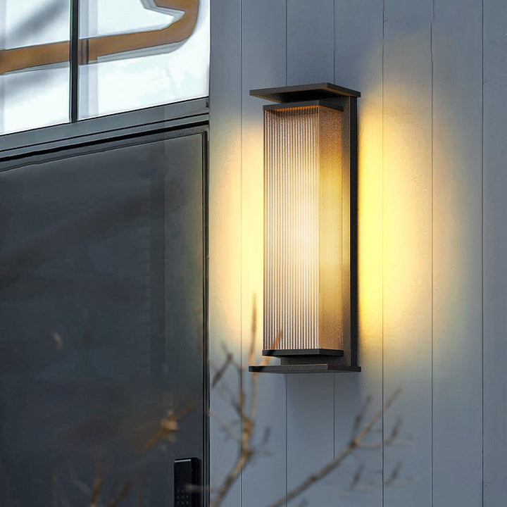 Moderne Minimalistisk Solvannrett Rektangulær Stripe Rustfritt Stål PC LED Utendørs Vegglampe For Hage | Skanto