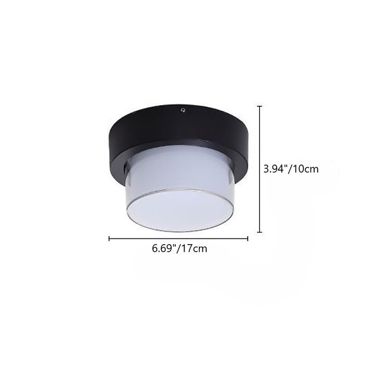 Moderne Minimalistiske Vanntette Firkantede Runde Sylinder Trykkstøpt Aluminium Akryl LED Flush Mount Taklampe For Utendørs Terrasse | Skanto