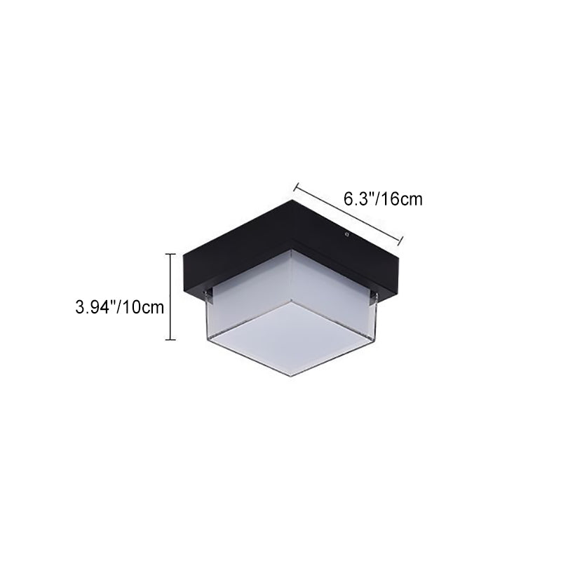 Moderne Minimalistiske Vanntette Firkantede Runde Sylinder Trykkstøpt Aluminium Akryl LED Flush Mount Taklampe For Utendørs Terrasse | Skanto
