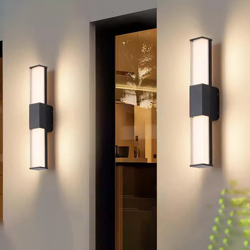 Moderne Minimalistisk Vanntett Rektangulær Lang Aluminium PC Utendørs Vegglampe For Hage | Skanto