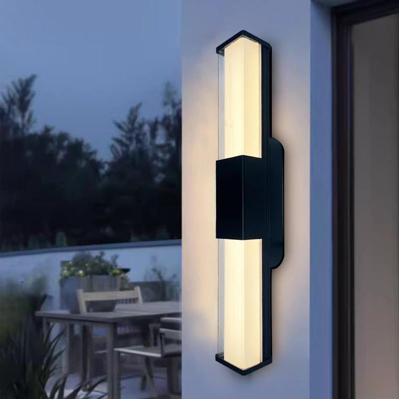 Moderne Minimalistisk Vanntett Rektangulær Lang Aluminium PC Utendørs Vegglampe For Hage | Skanto
