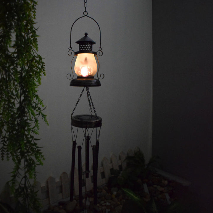 Samtidig Skandinavisk Sol Vanntett Oval Disc Triangel Vindklokke Jern Glass Plast LED Utendørs Lys For Utendørs Patio | Skanto