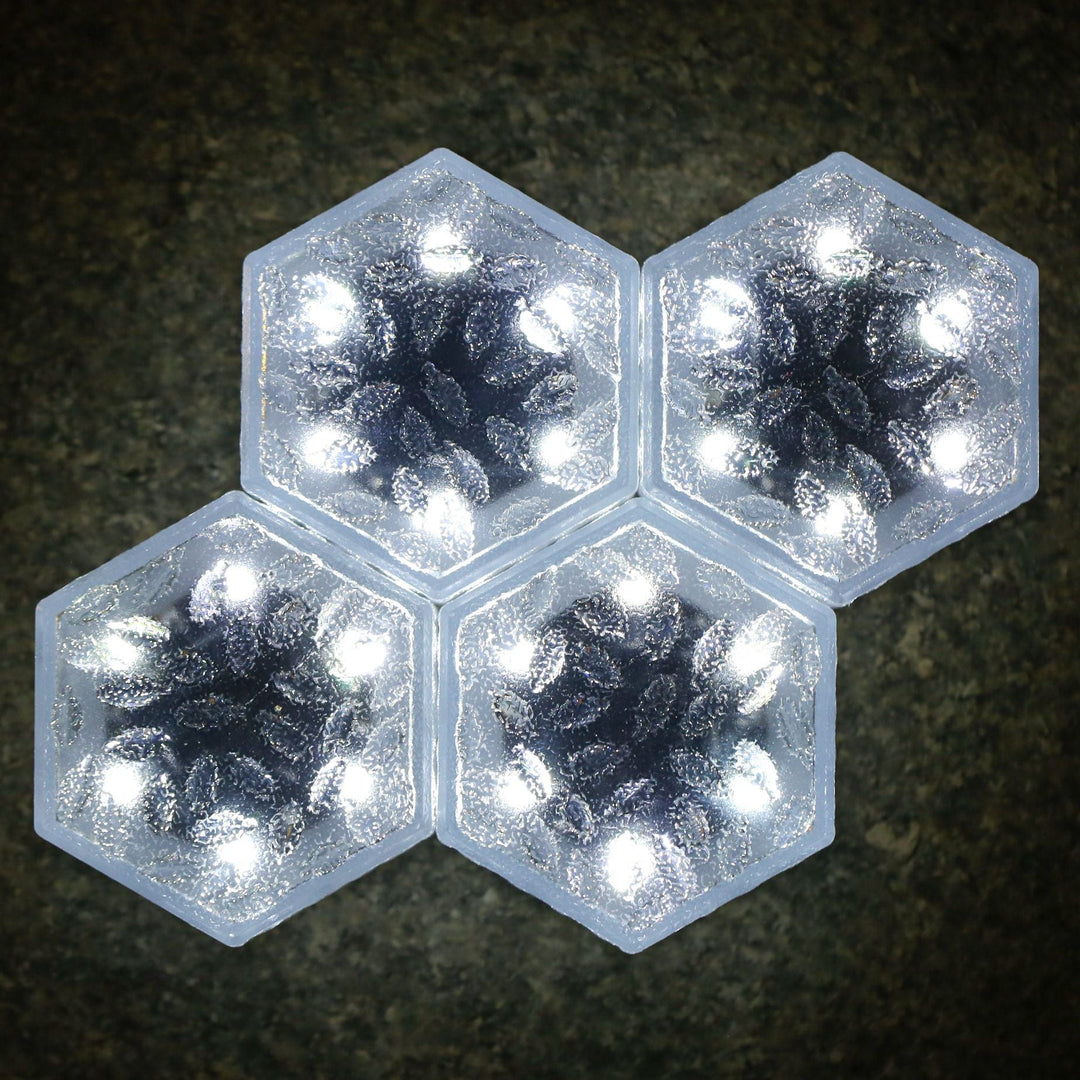 Moderne minimalistisk solarpanel vanntett hexagonal isflis ABS PVC LED plengelampe for utendørs terrasse | Skanto