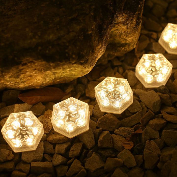Moderne minimalistisk solarpanel vanntett hexagonal isflis ABS PVC LED plengelampe for utendørs terrasse | Skanto