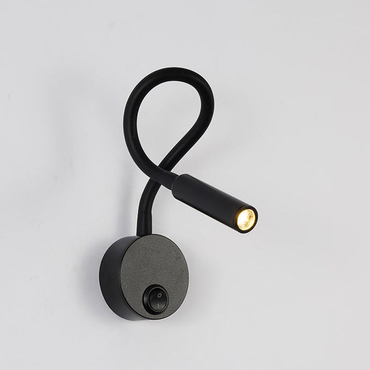 Skanto | Modern Minimalist Iron Round Flexible Bend Tube LED Reading Lamp Wall Sconce Lamp for Bedroom