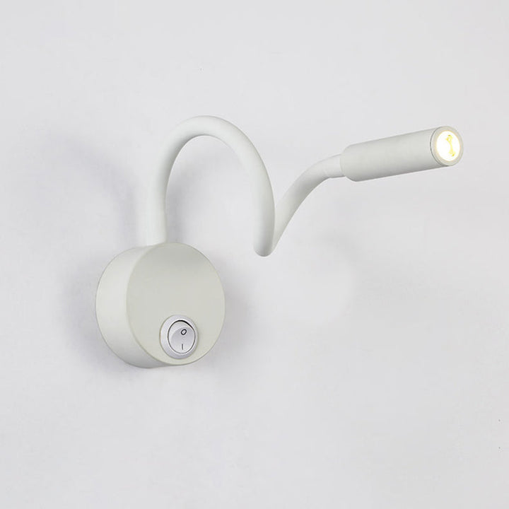 Skanto | Modern Minimalist Iron Round Flexible Bend Tube LED Reading Lamp Wall Sconce Lamp for Bedroom