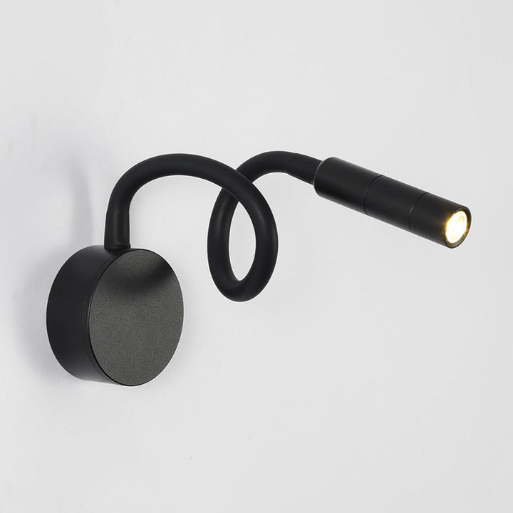 Skanto | Modern Minimalist Iron Round Flexible Bend Tube LED Reading Lamp Wall Sconce Lamp for Bedroom