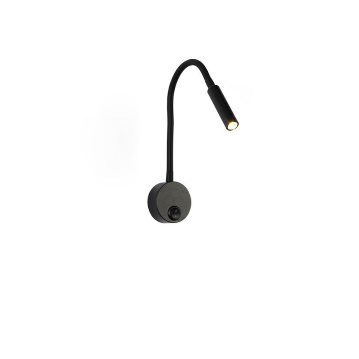 Skanto | Modern Minimalist Iron Round Flexible Bend Tube LED Reading Lamp Wall Sconce Lamp for Bedroom