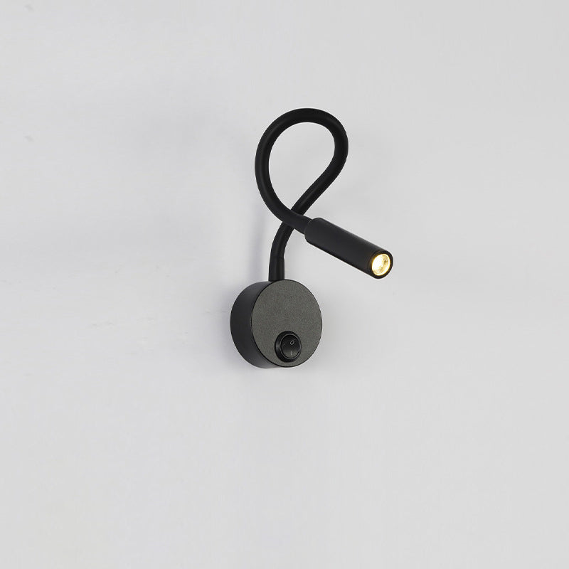 Skanto | Modern Minimalist Iron Round Flexible Bend Tube LED Reading Lamp Wall Sconce Lamp for Bedroom