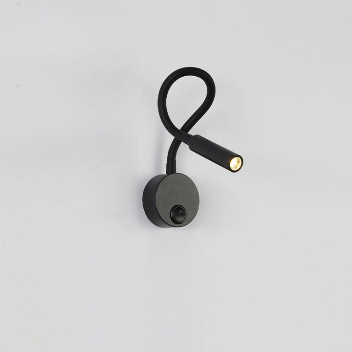 Skanto | Modern Minimalist Iron Round Flexible Bend Tube LED Reading Lamp Wall Sconce Lamp for Bedroom