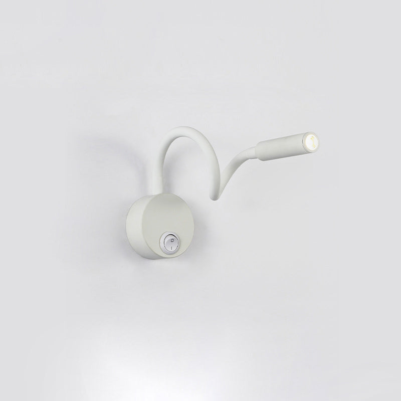 Skanto | Modern Minimalist Iron Round Flexible Bend Tube LED Reading Lamp Wall Sconce Lamp for Bedroom