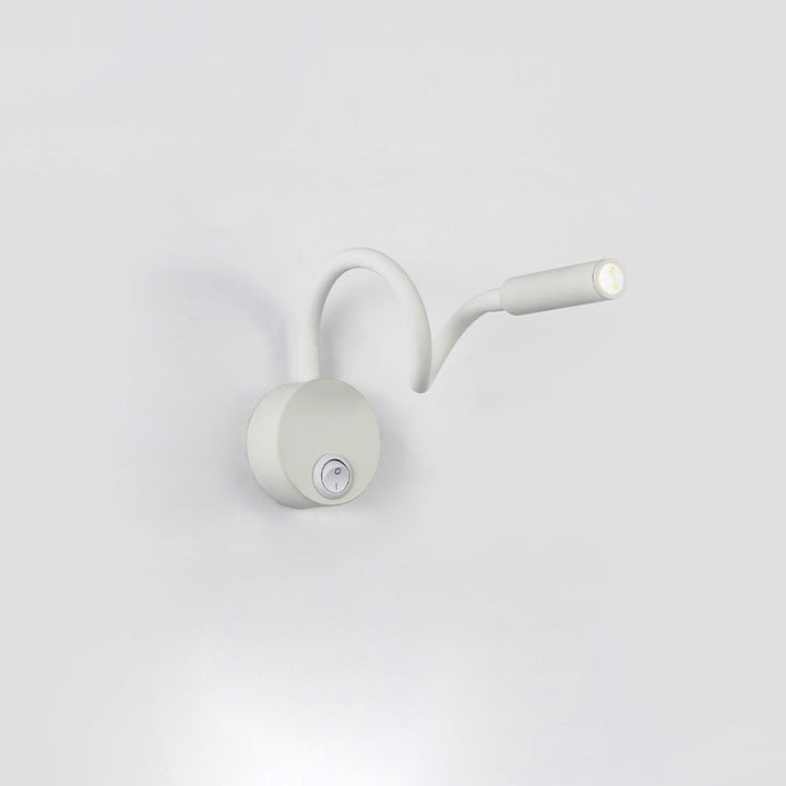 Skanto | Modern Minimalist Iron Round Flexible Bend Tube LED Reading Lamp Wall Sconce Lamp for Bedroom