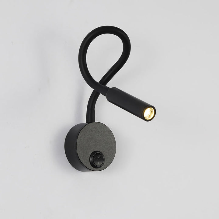 Skanto | Modern Minimalist Iron Round Flexible Bend Tube LED Reading Lamp Wall Sconce Lamp for Bedroom