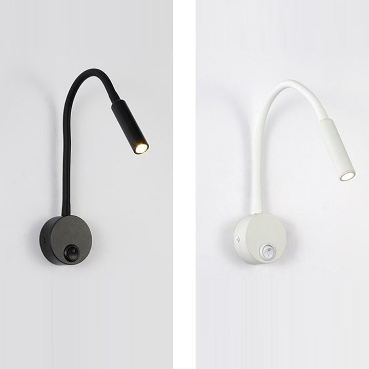 Skanto | Modern Minimalist Iron Round Flexible Bend Tube LED Reading Lamp Wall Sconce Lamp for Bedroom