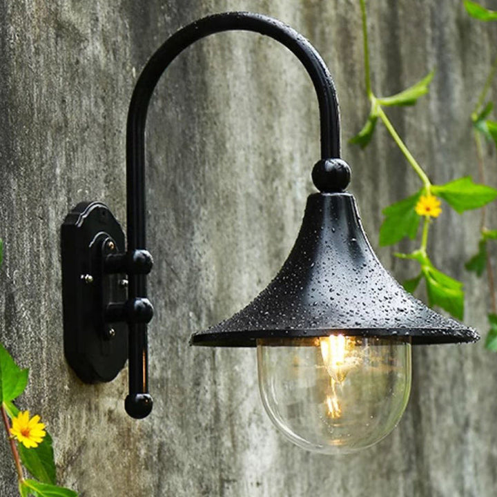 Moderne Enkelt Aluminium Trumpet Skjerm Glass 1-Lys Utendørs Vegglampe For Hage | Skanto