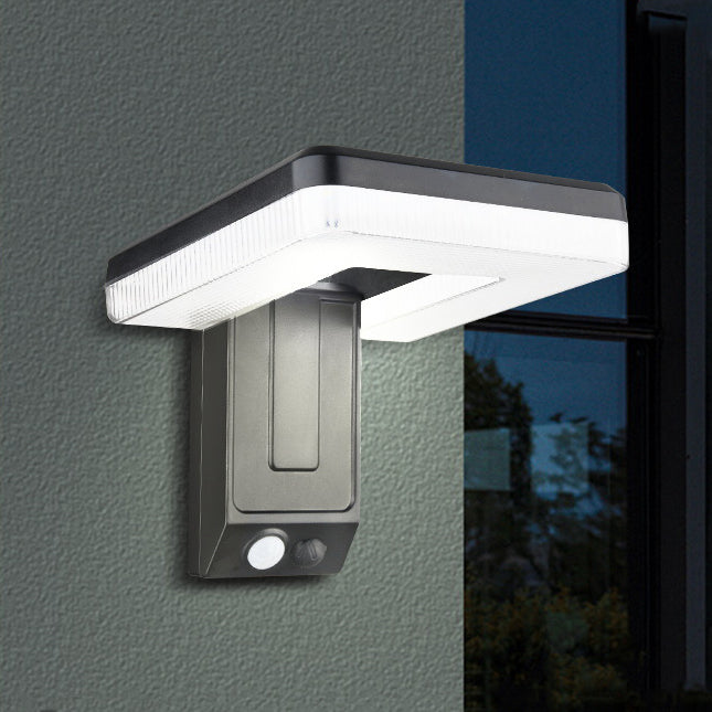 Moderne industrielle firkantet ABS solfylt vanntett LED utendørs vegglampe for hage | Skanto