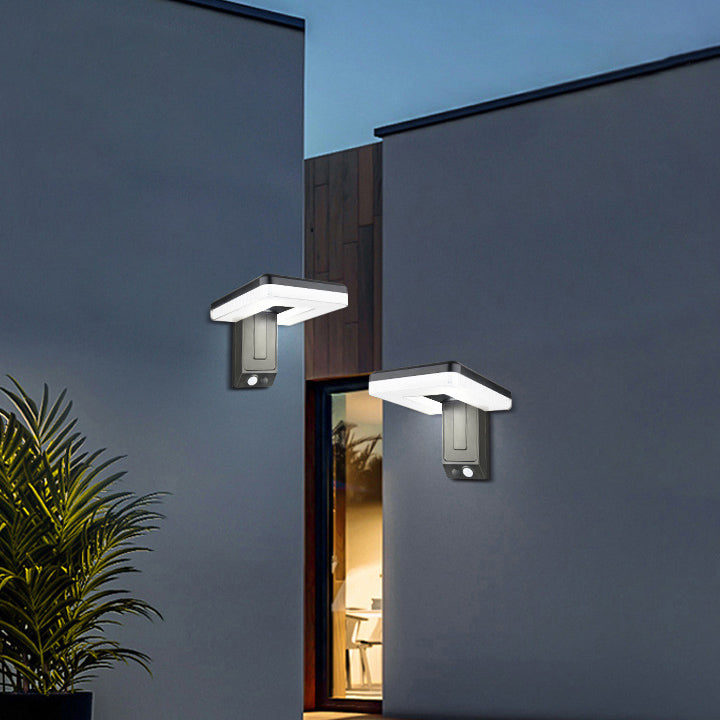 Moderne industrielle firkantet ABS solfylt vanntett LED utendørs vegglampe for hage | Skanto