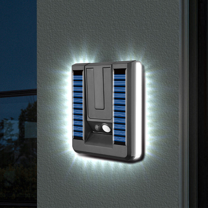 Moderne industrielle firkantet ABS solfylt vanntett LED utendørs vegglampe for hage | Skanto