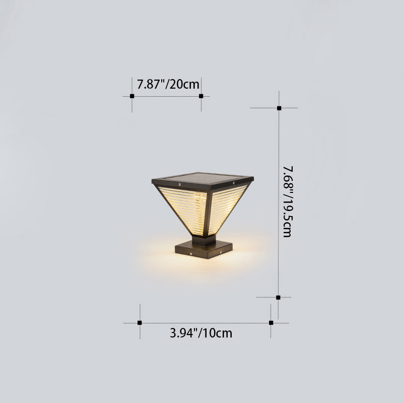 Moderne Minimalistisk Solvannslippende Firkantet Prismatic Rustfritt Stål Glass LED Utendørs Lys For Terrasse | Skanto