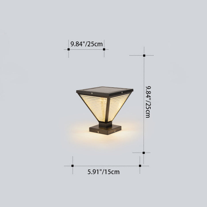 Moderne Minimalistisk Solvannslippende Firkantet Prismatic Rustfritt Stål Glass LED Utendørs Lys For Terrasse | Skanto