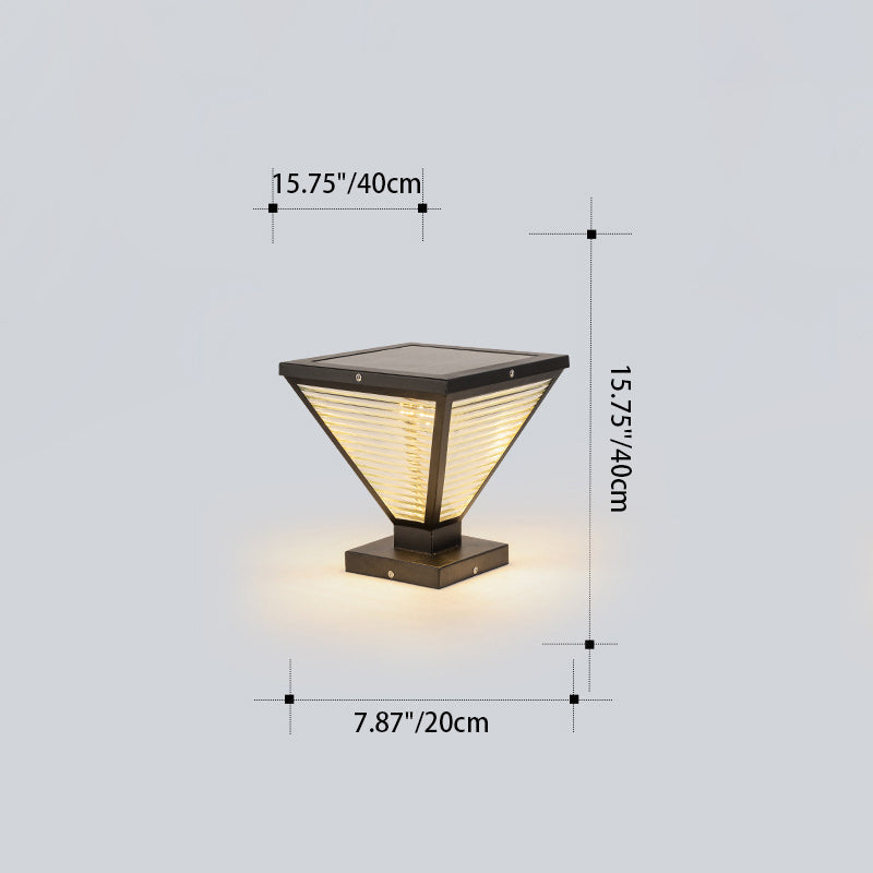 Moderne Minimalistisk Solvannslippende Firkantet Prismatic Rustfritt Stål Glass LED Utendørs Lys For Terrasse | Skanto